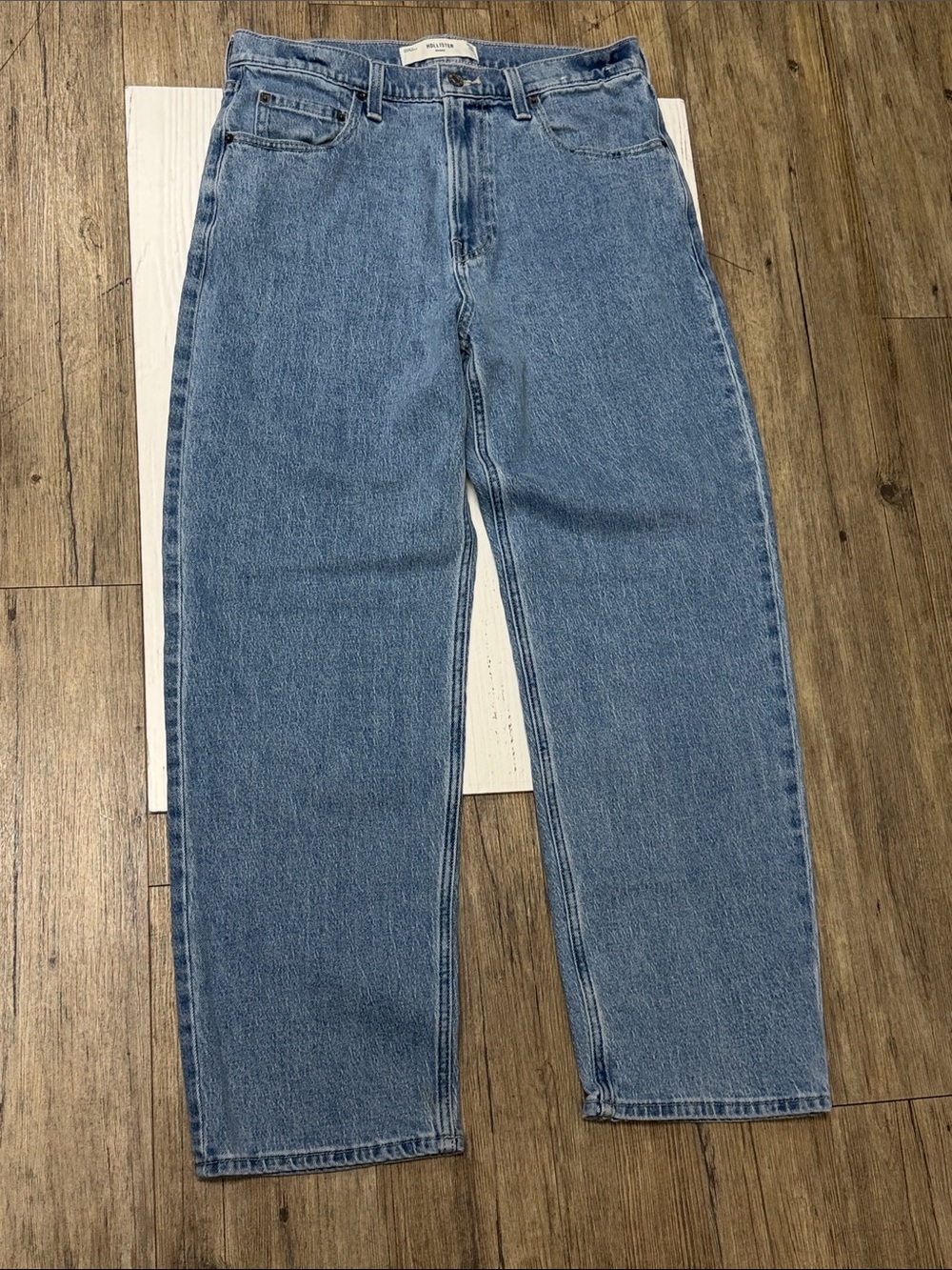 Hollister Men's Baggy Jeans in Blue Denim